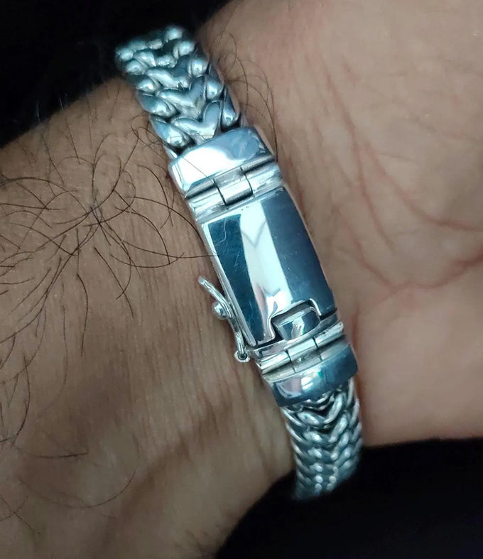 999 Pure Silver Mens Bracelet: Heavy Chain, Personalized Jewelry