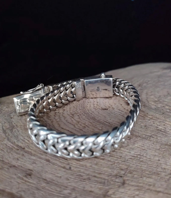999 Pure Silver Mens Bracelet: Heavy Chain, Personalized Jewelry