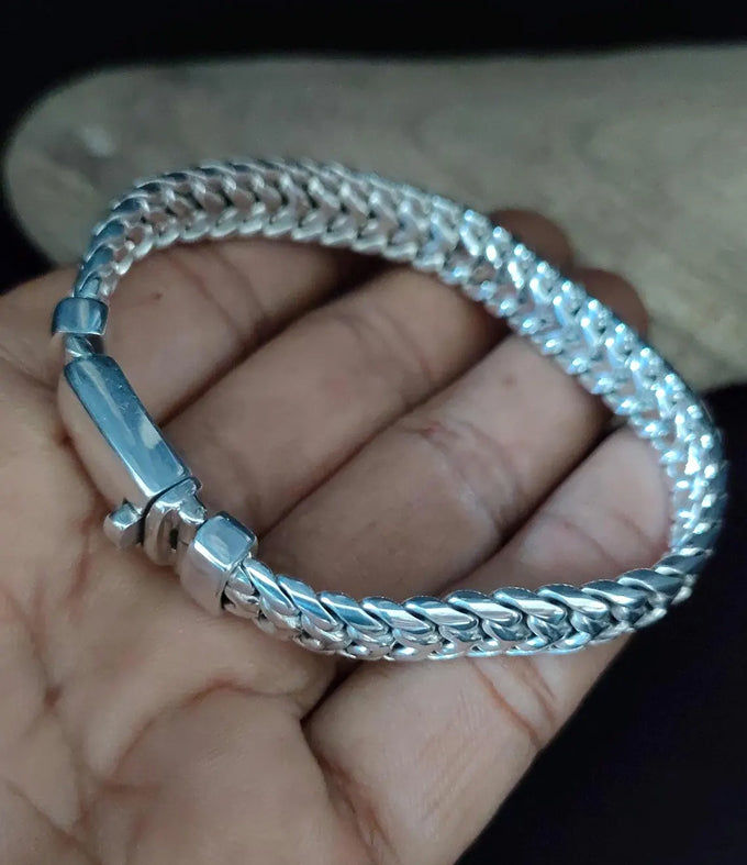 999 Pure Silver Mens Bracelet: Heavy Chain, Personalized Jewelry