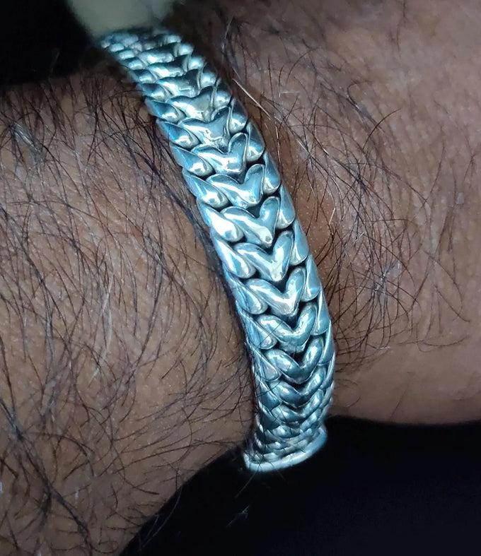 999 Pure Silver Mens Bracelet: Heavy Chain, Personalized Jewelry