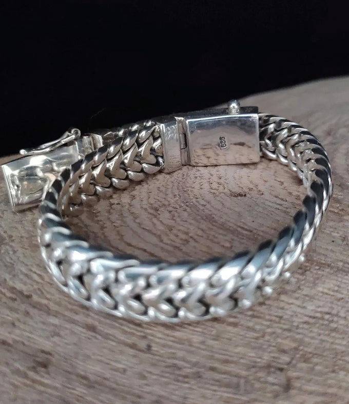 999 Pure Silver Mens Bracelet: Heavy Chain, Personalized Jewelry
