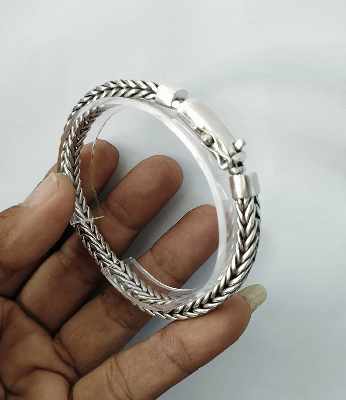 Men's silver bracelet, Foxtail chain, custom bracelet