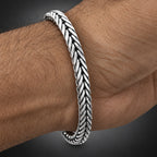 7mm 999 Pure Silver, Handcrafted Foxtail Chain Bracelet for Men