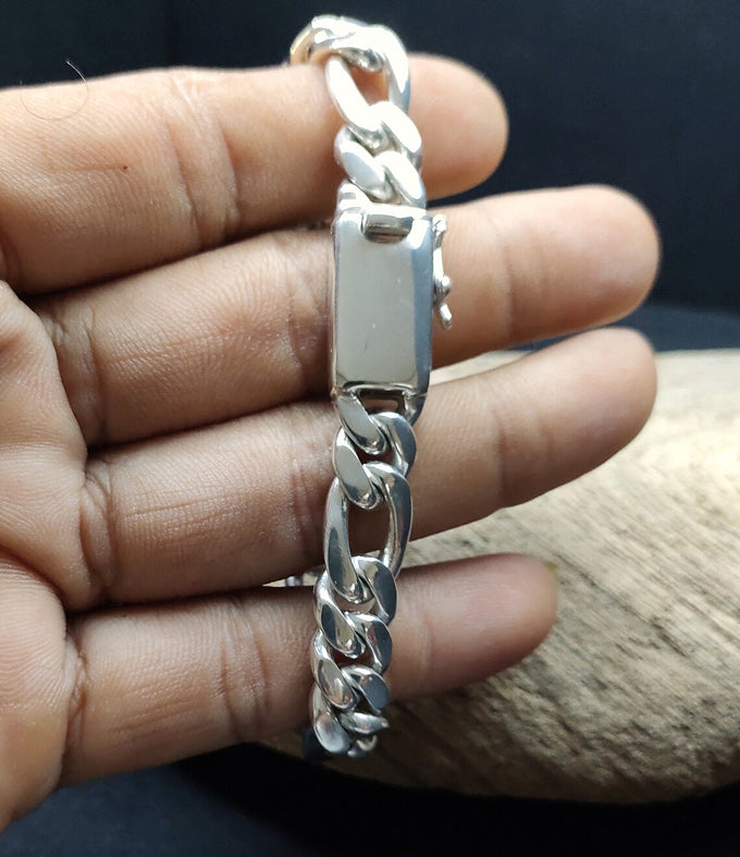 10 mm 999 silver Bracelet, Figaro Chains silver, Handmade jewelry.
