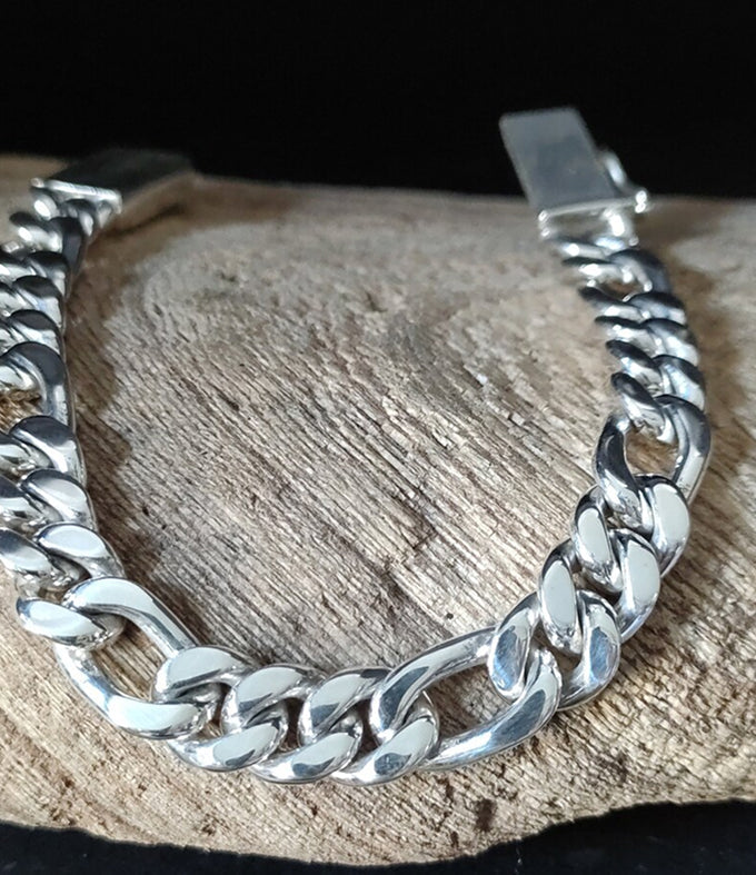10 mm 999 silver Bracelet, Figaro Chains silver, Handmade jewelry.