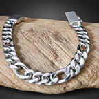 Men’s 10mm 999 Pure Silver Figaro Chain Bracelet