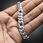 Men’s 10mm 999 Pure Silver Figaro Chain Bracelet