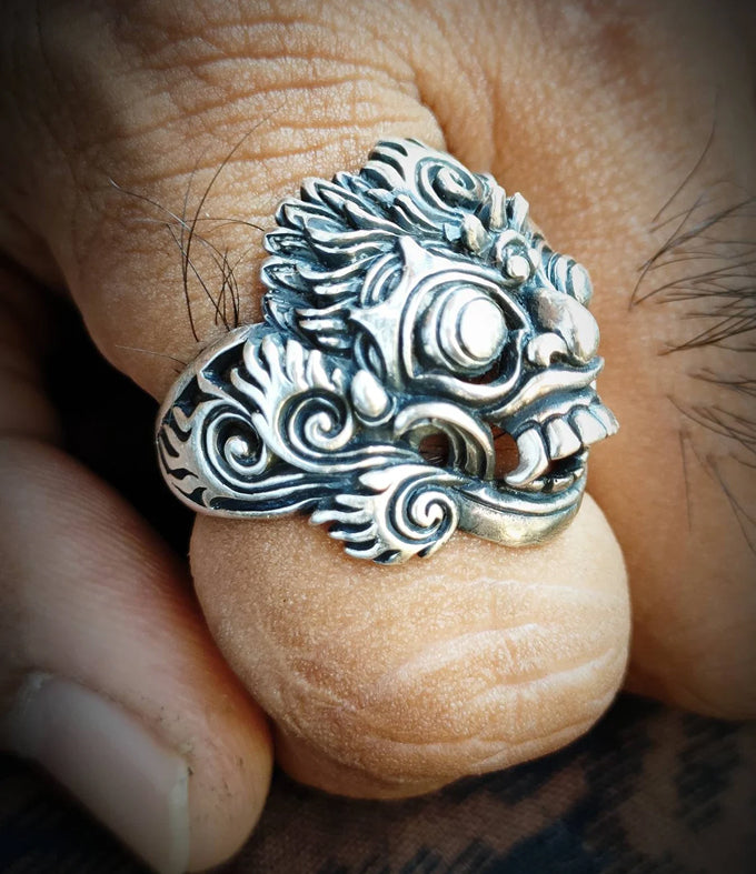 Mens silver ring, Mahakala ring silver, Handmade jewelry, Demon protection Ring.