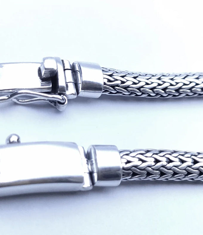 Balinese 999 silver bracelet, Foxtail chain, Personalized bracelet, Handmade jewelry.