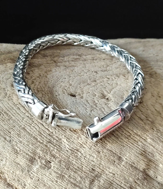 Men's 999 Solid Silver, Foxtail Chain Bracelet