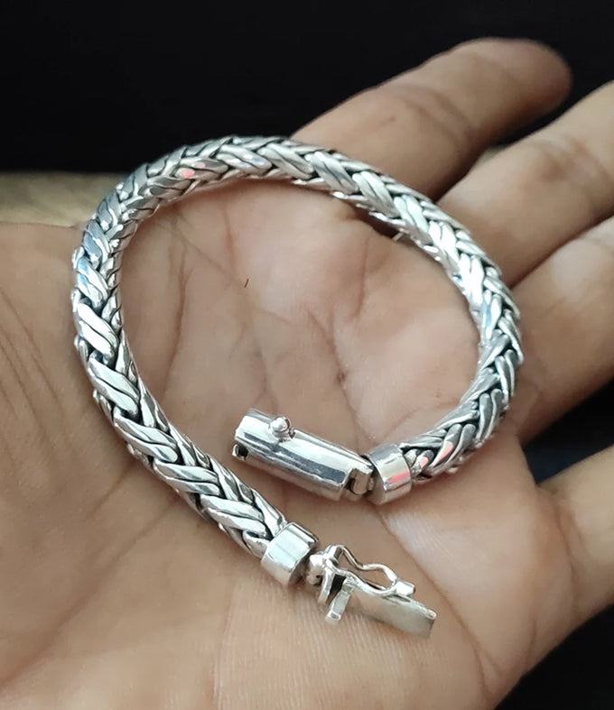 999 Pure Silver Curb Chain Necklace - 6mm Handmade