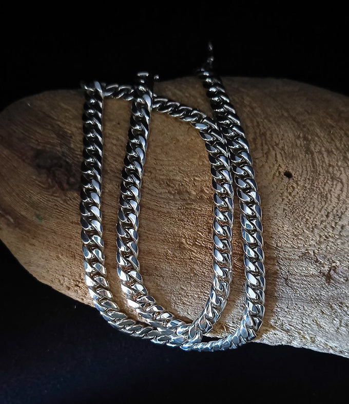 8mm 999 Pure Silver Curb Chain Necklace - Balinese Jewelry