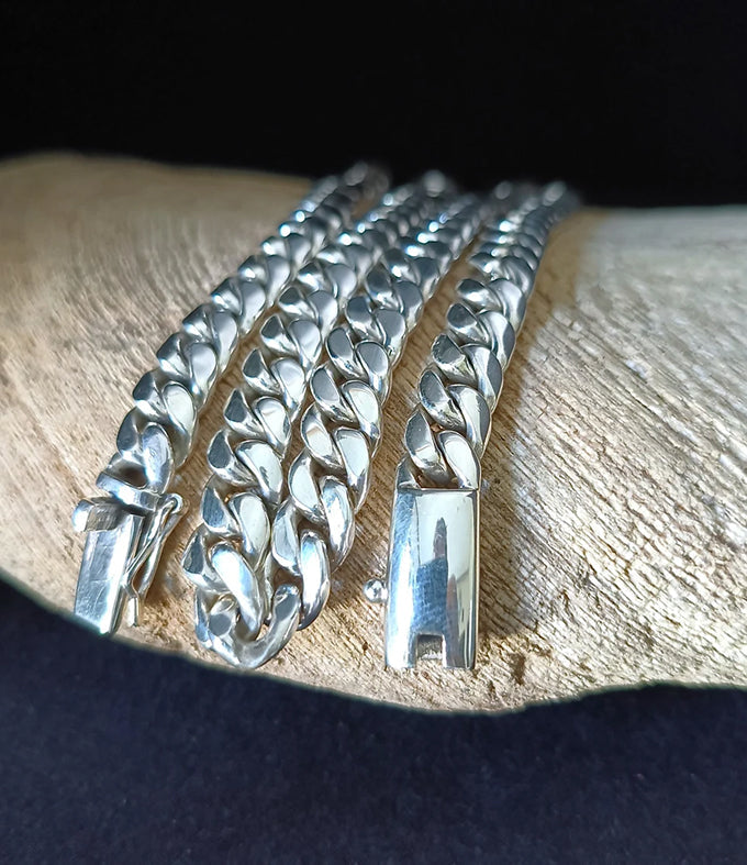 8mm 999 Pure Silver Curb Chain Necklace - Balinese Jewelry