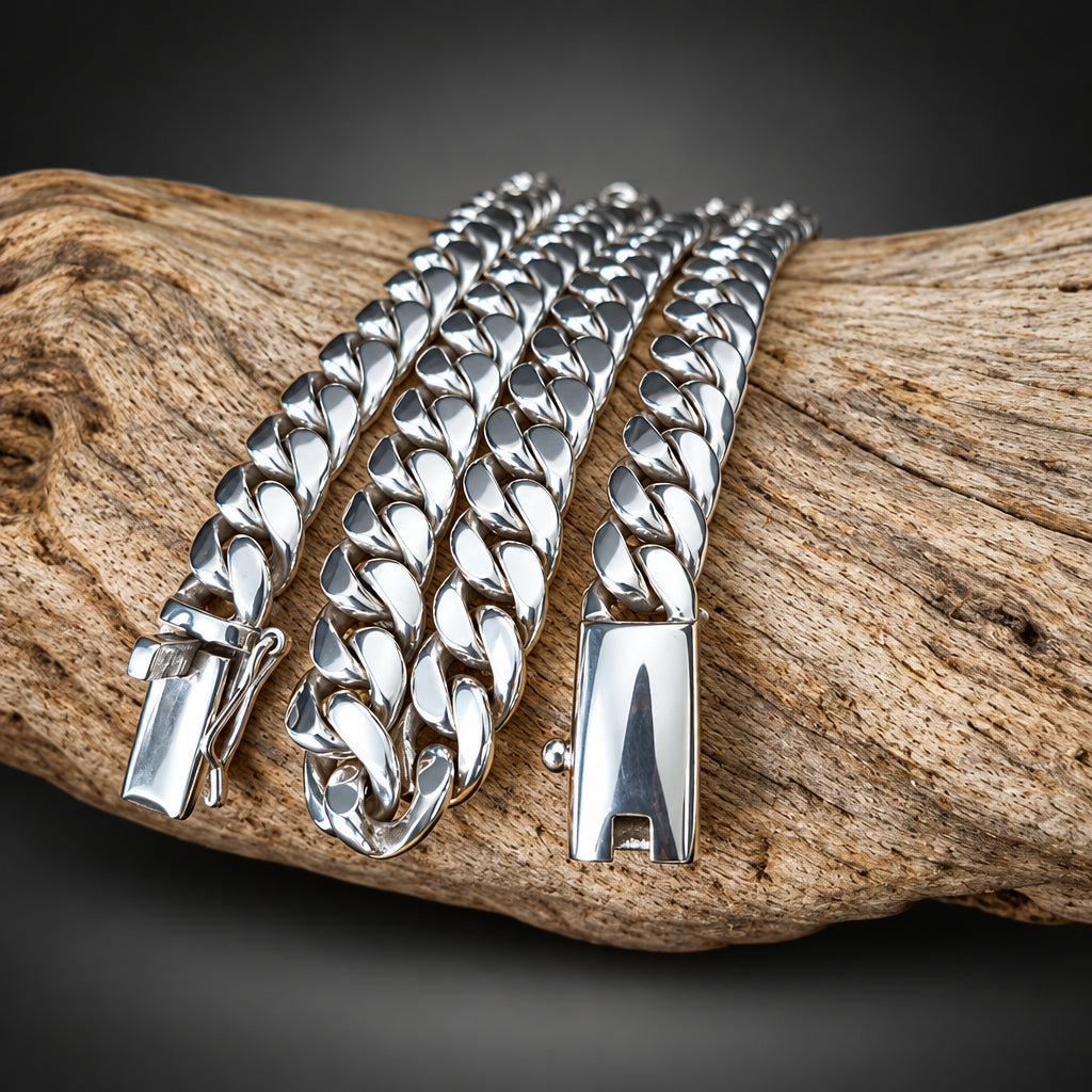 Men's 8mm Heavy 999 Pure Silver Curb Chain Necklace