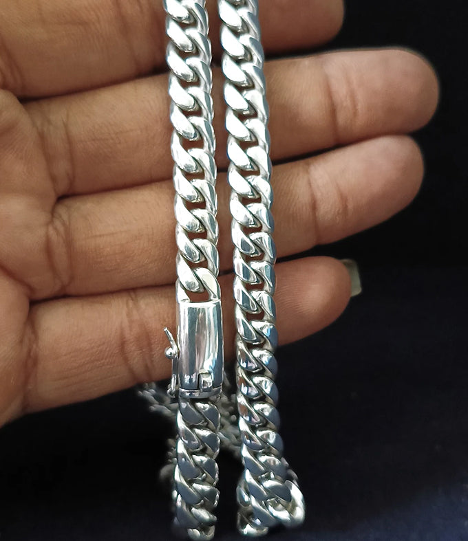 8mm 999 Pure Silver Curb Chain Necklace - Balinese Jewelry