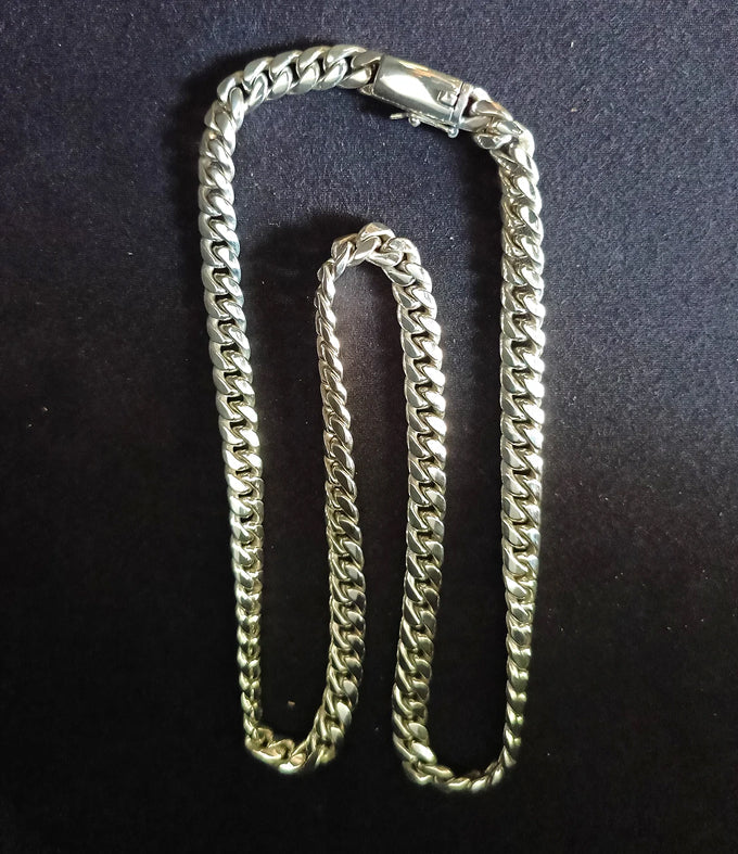 8mm 999 Pure Silver Curb Chain Necklace - Balinese Jewelry