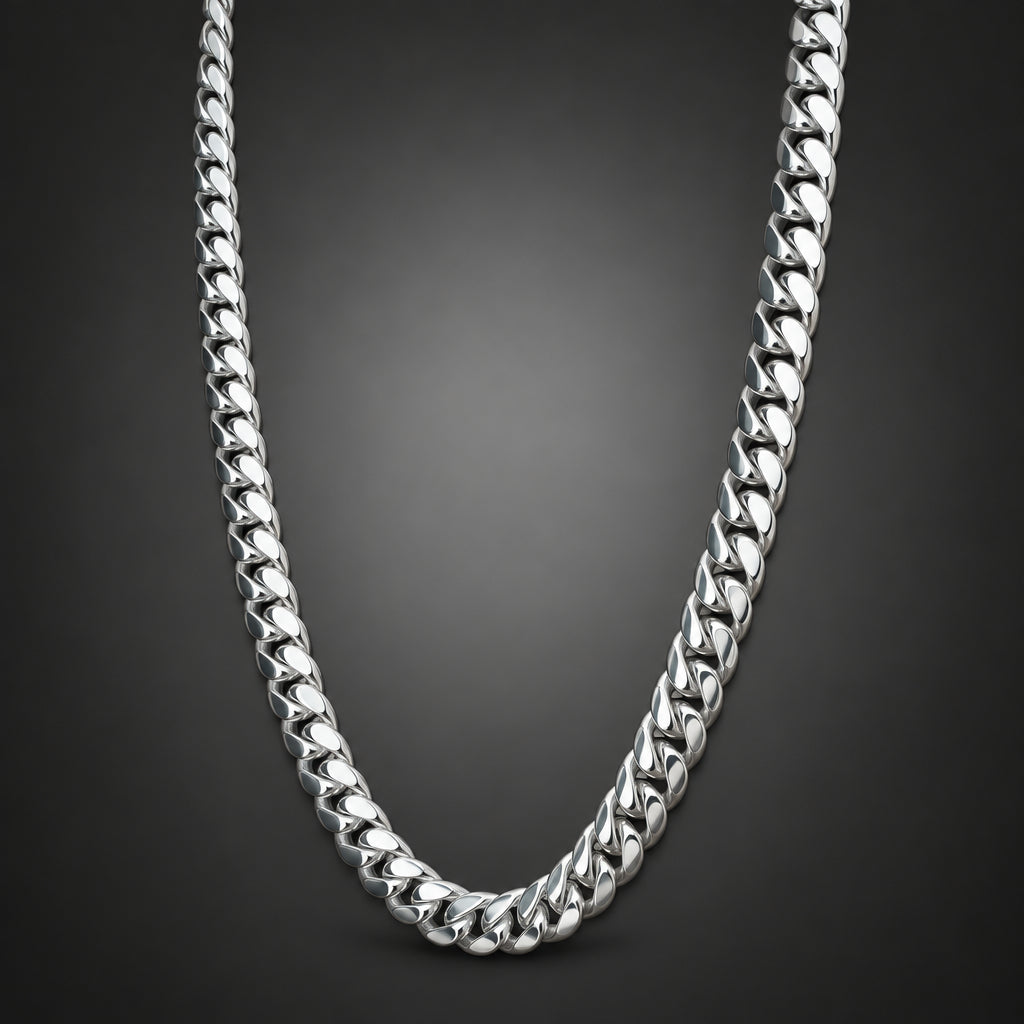 Men's 8mm Heavy 999 Pure Silver Curb Chain Necklace