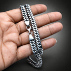 Handcrafted Men's 8mm Heavy 999 Pure Silver Curb Chain Necklace