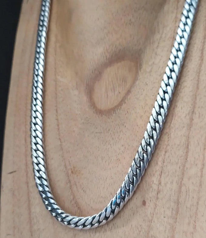 Handcrafted 999 Silver Curb Chain Necklace - 8mm, Men's Jewelry