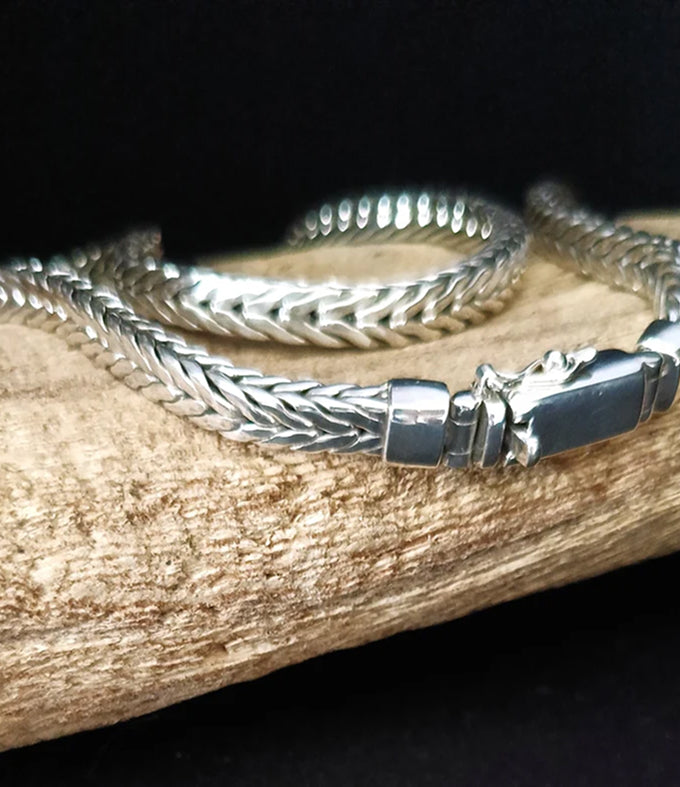 999 Silver Foxtail Chain Necklace - Handmade Bali Jewelry