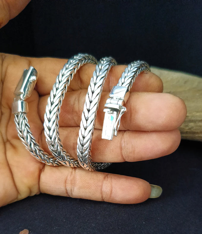 999 Silver Foxtail Chain Necklace - Handmade Bali Jewelry