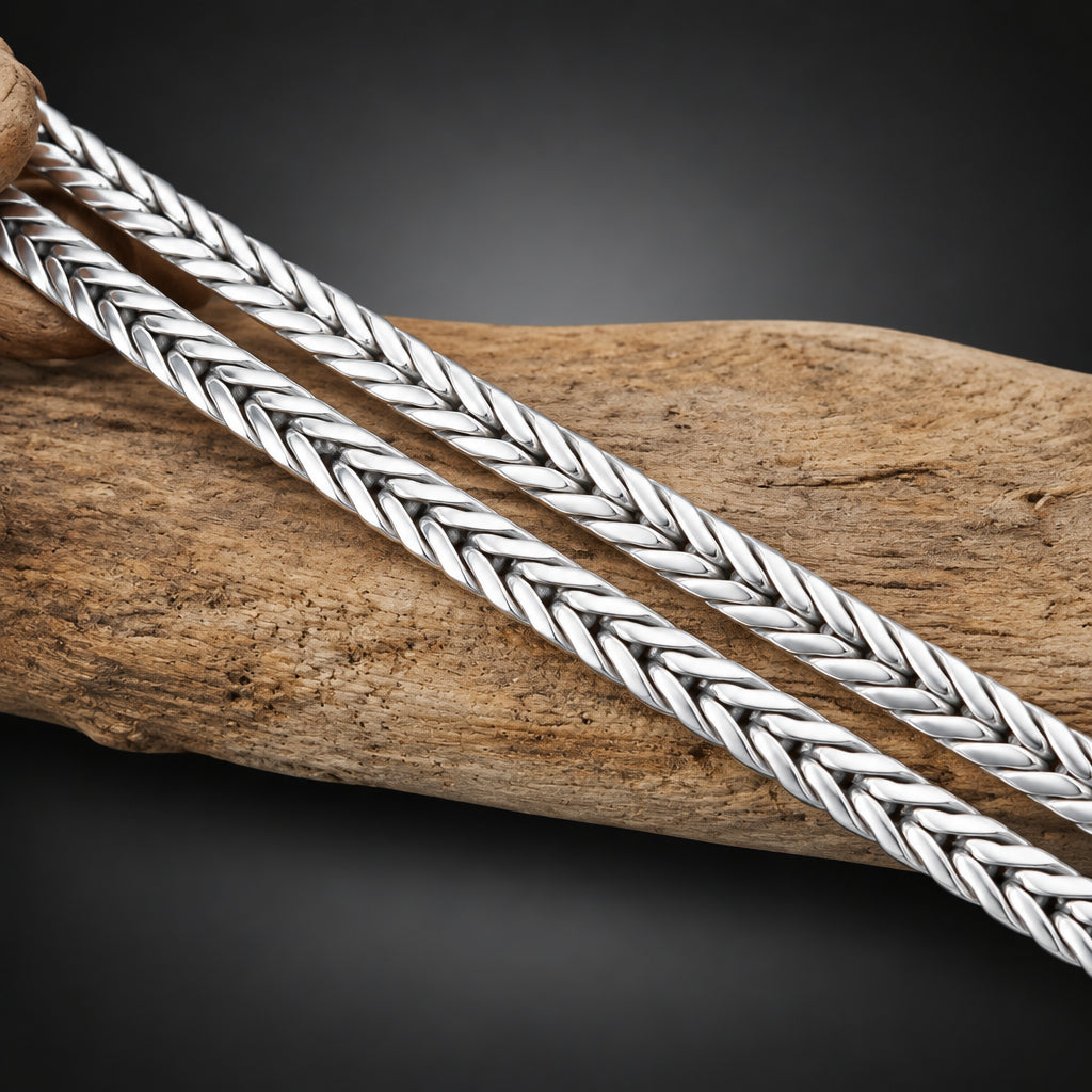 Handcrafted Men's 6mm 999 Pure Silver Foxtail Chain Necklace