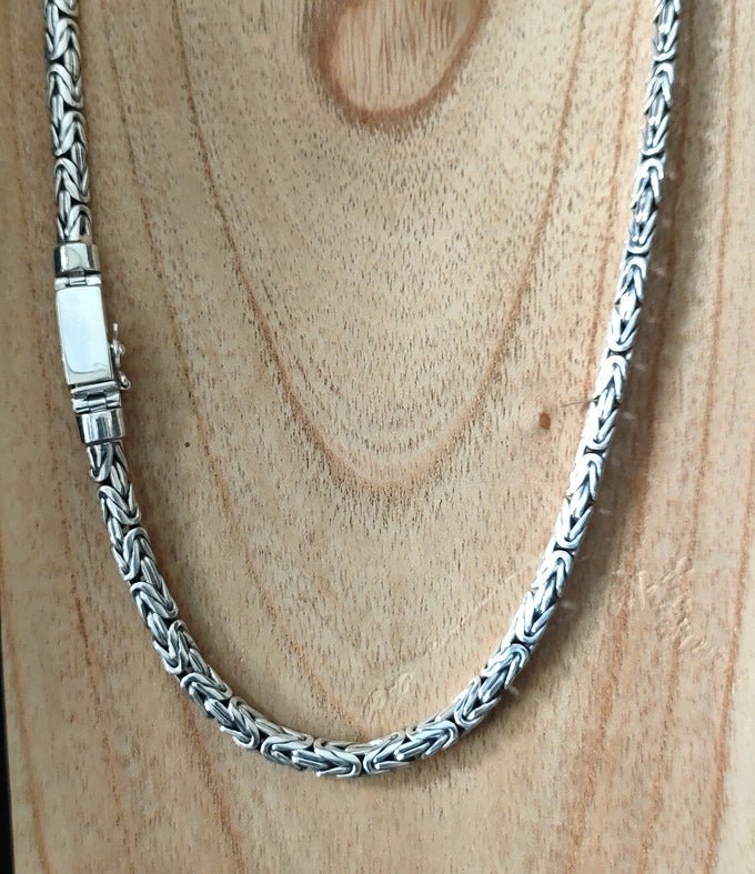 Men's silver chains, Byzantine chain necklace, Bali Handmade jewelry.