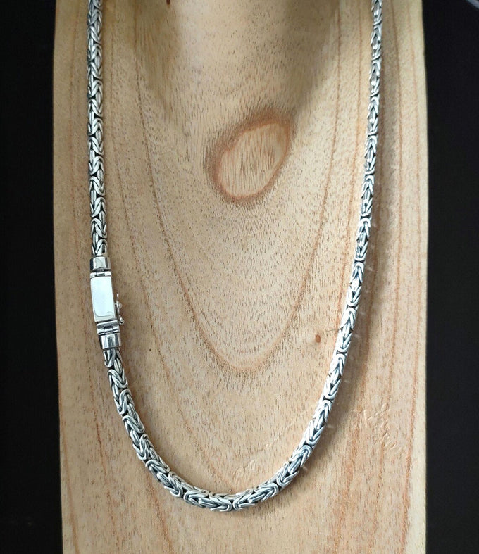 Men's silver chains, Byzantine chain necklace, Bali Handmade jewelry.