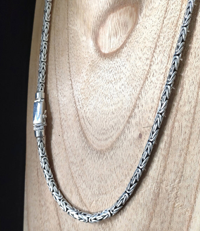 Men's silver chains, Byzantine chain necklace, Bali Handmade jewelry.