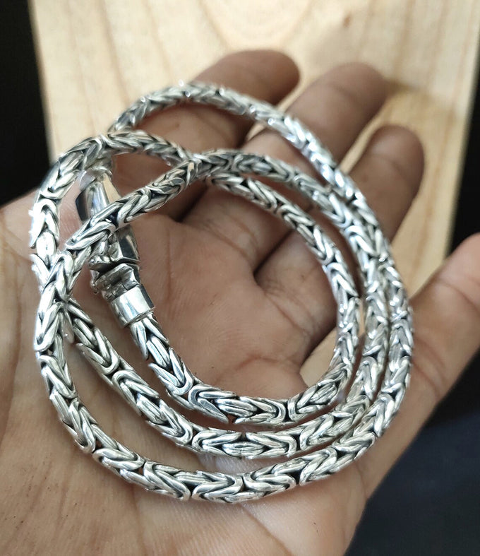 Men's silver chains, Byzantine chain necklace, Bali Handmade jewelry.