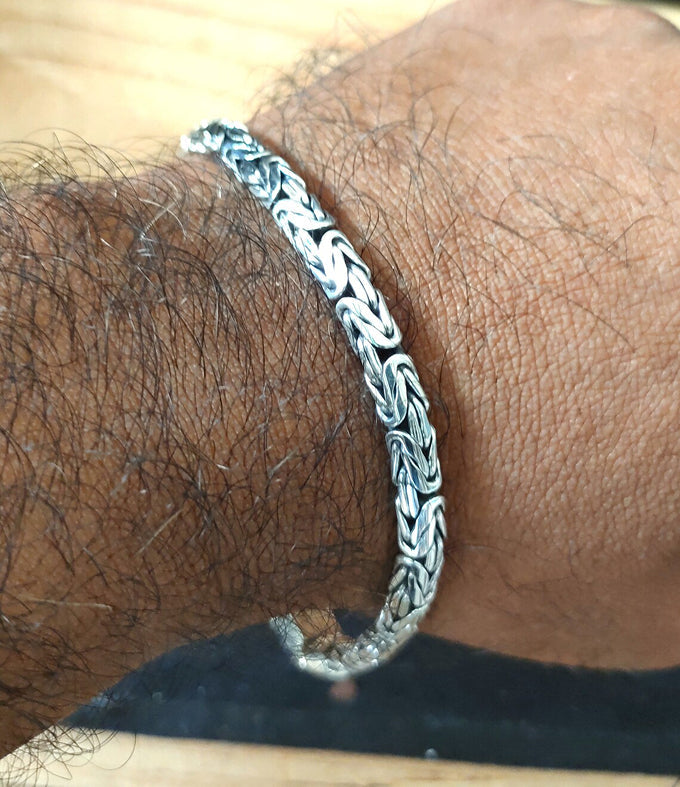 Men's silver chains, Byzantine chain necklace, Bali Handmade jewelry.