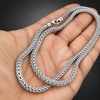 Men's 4mm 999 Pure Silver Braid Chain Necklace