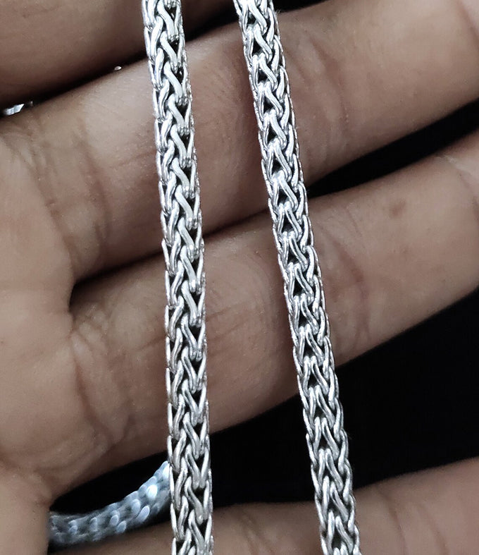 Men's 999 Pure Silver Braid Chain Necklace - Bali Handmade