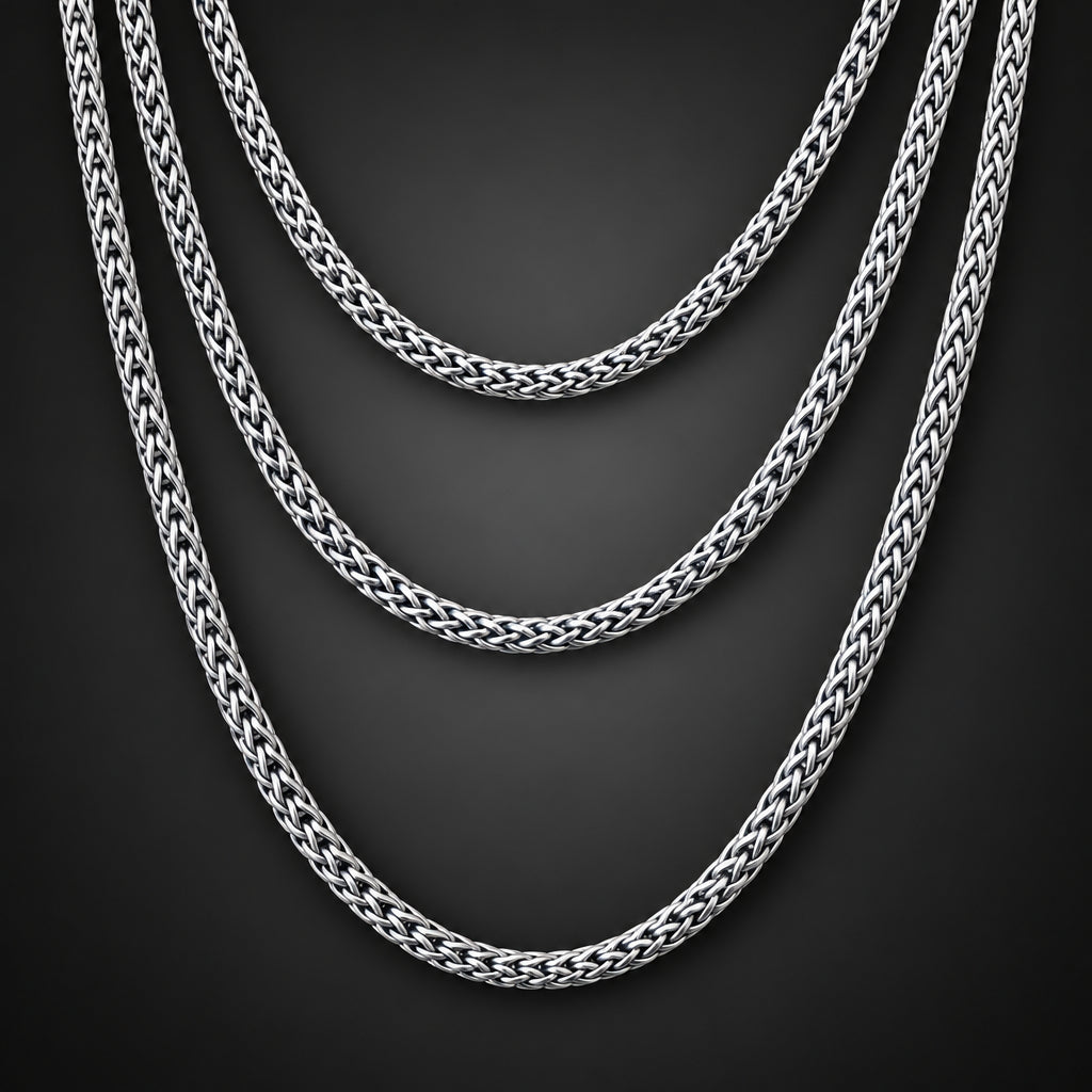 Men's 4mm 999 Pure Silver Braid Chain Necklace