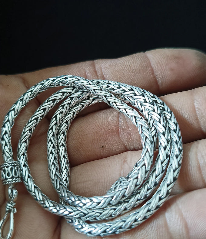 3mm 999 Solid Silver Foxtail Chain, Bali Silver Necklace