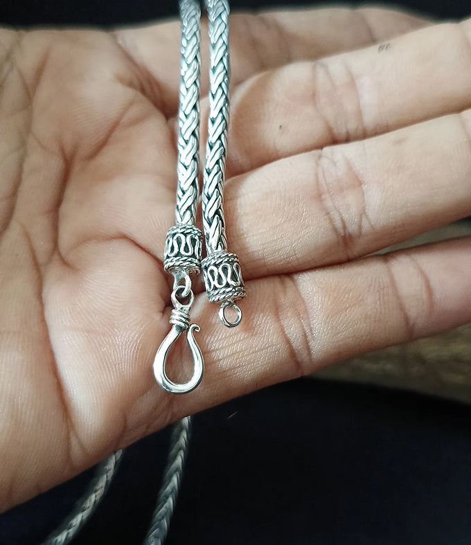 3mm 999 Solid Silver Foxtail Chain, Bali Silver Necklace