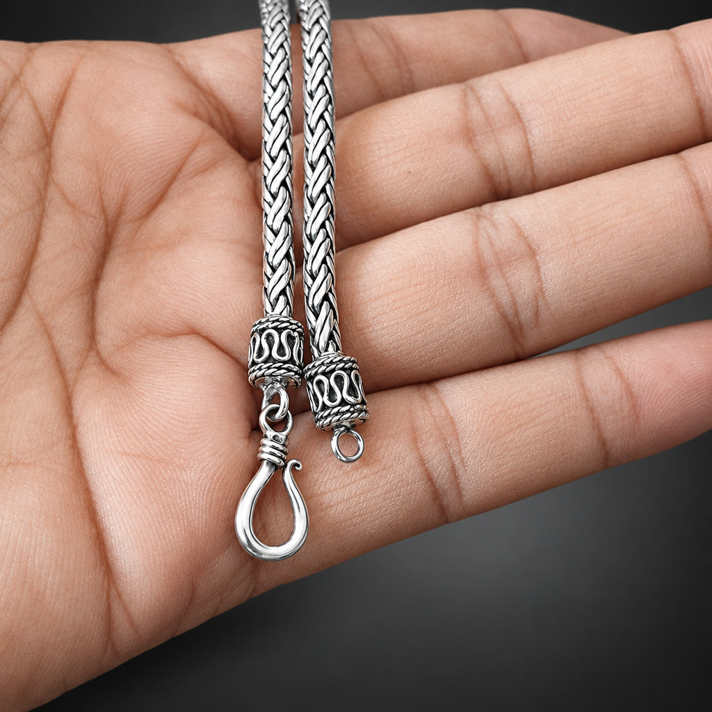Handcrafted Men's 3mm 999 Pure Silver Foxtail Chain Necklace