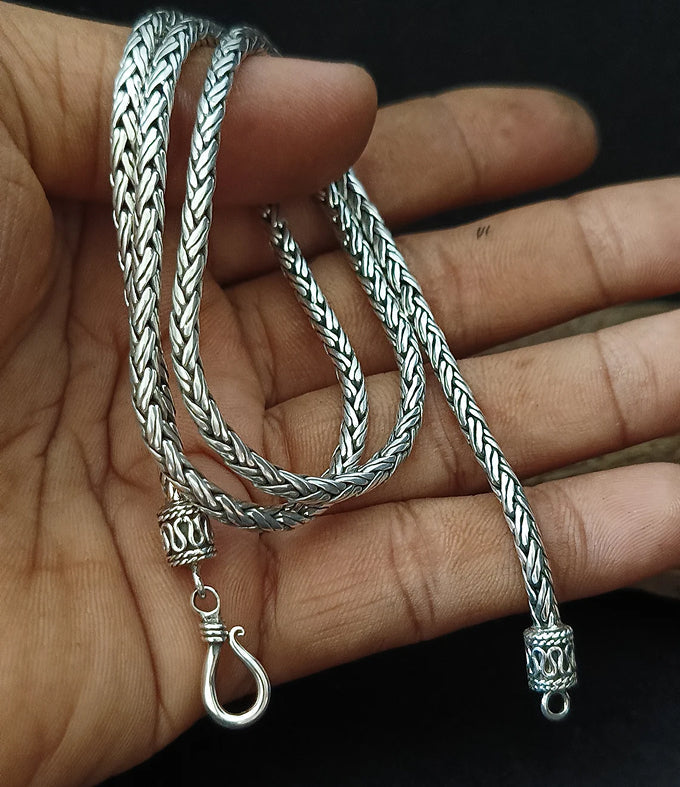 3mm 999 Solid Silver Foxtail Chain, Bali Silver Necklace