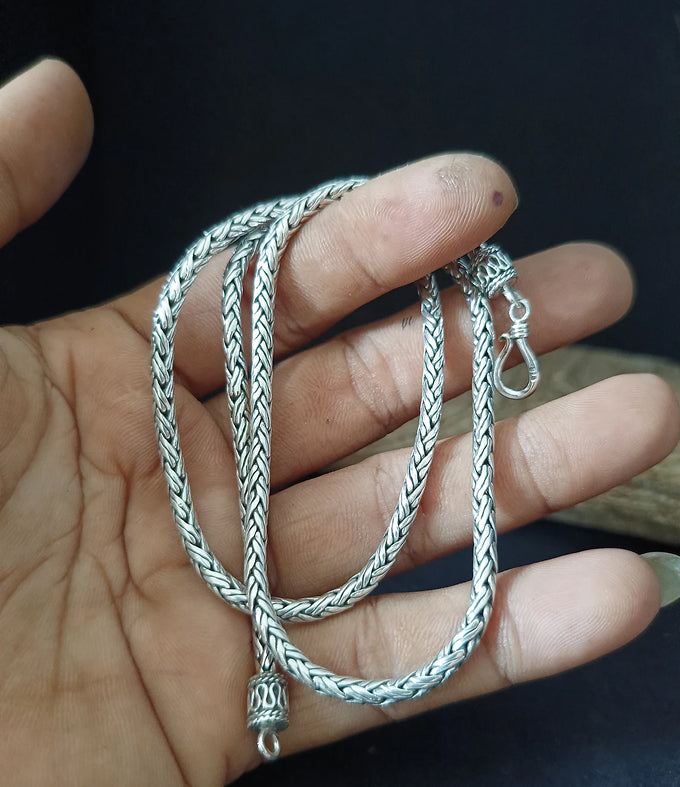 3mm 999 Solid Silver Foxtail Chain, Bali Silver Necklace
