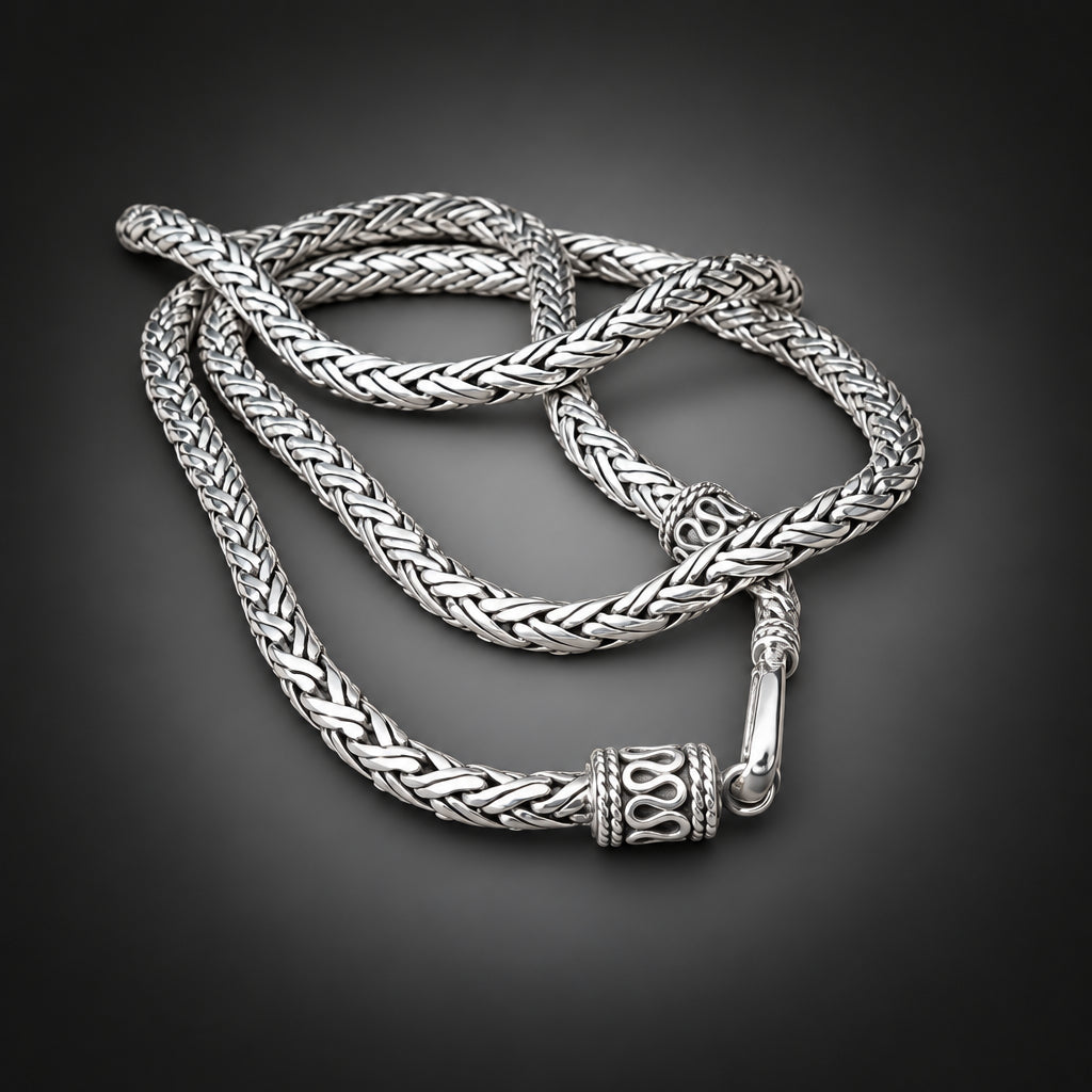 Handcrafted Men's 3mm 999 Pure Silver Foxtail Chain Necklace