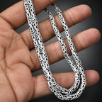 Men’s 999 Pure Silver Byzantine Chain Necklace, 4mm Handmade in Bali
