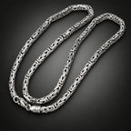 Men’s 999 Pure Silver Byzantine Chain Necklace, 4mm Handmade in Bali
