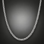 Men’s 999 Pure Silver Byzantine Chain Necklace, 4mm Handmade in Bali