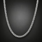 Men’s 999 Pure Silver Byzantine Chain Necklace, 4mm Handmade in Bali