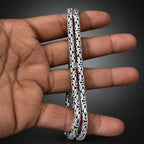 Men’s 999 Pure Silver Byzantine Chain Necklace, 4mm Handmade in Bali