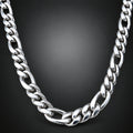 999 Pure Silver Figaro Chain Necklace, 8mm Handmade