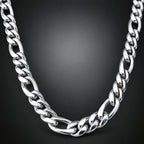 999 Pure Silver Figaro Chain Necklace, 8mm Handmade