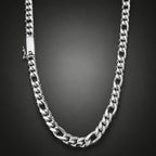 999 Pure Silver Figaro Chain Necklace, 8mm Handmade