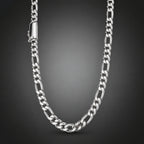 999 Pure Silver Figaro Chain Necklace, 8mm Handmade