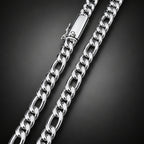 999 Pure Silver Figaro Chain Necklace, 8mm Handmade